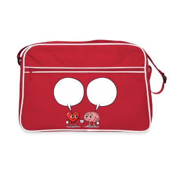 Herz_und_Gehirn_Sprechblase_Liebe - Retro Bag - red/white - Front