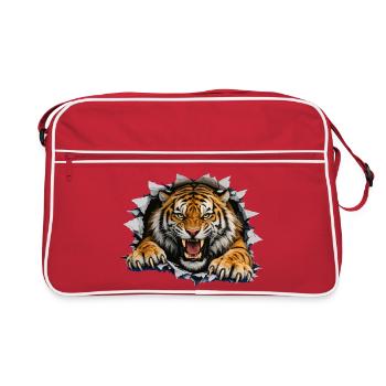 Perce du tigre sur les vêtements - Sac Retro - rouge/blanc - Devant