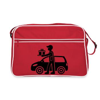 Paket Dienst Lieferung - Retro Tasche - Rot/Weiß - Vorne