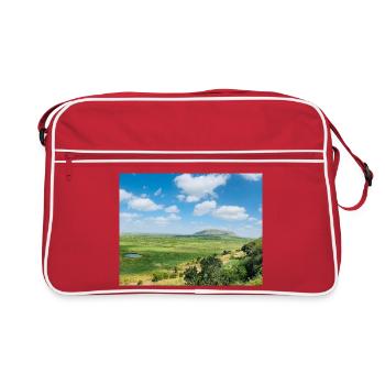 Paysage steppe avec un lac - Sac Retro - rouge/blanc - Devant