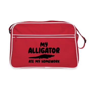 Alligator Silhouette Reptile - Retro Bag - red/white - Front
