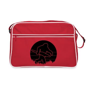 Bigfoot mit Alligator Silhouette - Retro Tasche - Rot/Weiß - Vorne