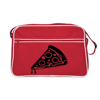Tranche de pizza Tranche noire et blanche de pizza italienne - Sac Retro - rouge/blanc - Devant