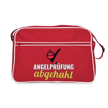 Angler Geschenk nach bestandener Angelprüfung - Retro Tasche - Rot/Weiß - Vorne