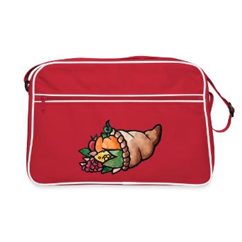 Aquarell Cornucopia Harvest - Retro Tasche - Rot/Weiß - Vorne