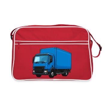 Blauer LKW Kraftvoller Transporter - Retro Tasche - Rot/Weiß - Vorne