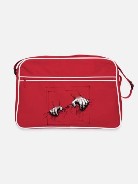 Kletterhände – Bouldering-Skizzenkunst - Retro Tasche - Rot/Weiß
