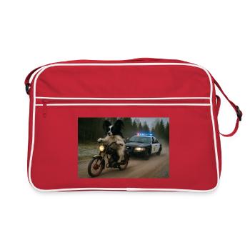 Mobylette poursuivi par une voiture de police - Sac Retro - rouge/blanc - Devant