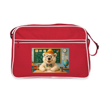 ours mignon à lunettes en classe - Sac Retro - rouge/blanc - Devant