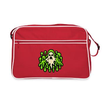 Gruseliger Geisterschleim-Print - Retro Tasche - Rot/Weiß - Vorne