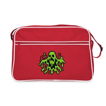 Gruselige Geister-Spuk Illustration - Retro Tasche - Rot/Weiß - Vorne