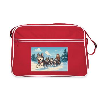 Winter Huskies Sled Mountain Race - Retro Bag - red/white - Front