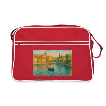 Harbour idyll in the sunlight - Retro Bag - red/white - Front