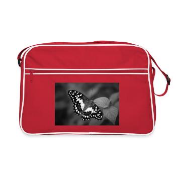 Papillon monochrome sur feuille - Sac Retro - rouge/blanc - Devant