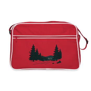 Night Forest Path into Christmas - Retro Bag - red/white - Front