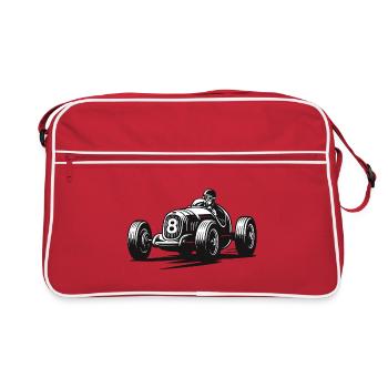 Vintage Race Car Driver Black and White - Retro Bag - red/white - Front