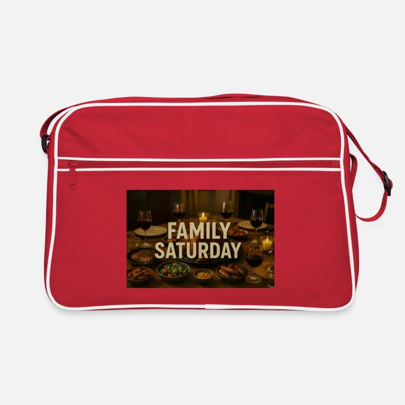 Familienabendessen am Samstag Retro Tasche