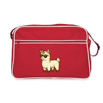 Alpaga cool avec corne de licorne - Sac Retro - rouge/blanc - Devant
