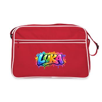 Graffiti  LUKA Prénom cadeau idéal imprimable  - Sac Retro - rouge/blanc - Devant