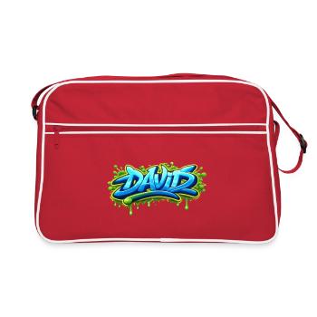 Graffiti name DAVID printable on everything  - Sac Retro - rouge/blanc - Devant