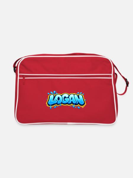 LOGAN GRAFFITI NAME FOR PERFECT GIFT PRINTABLE - Retro Bag - red/white - Front