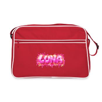 LUNA GRAFFITI NAME FOR PERFECT GIFT PRINTABLE  - Sac Retro - rouge/blanc - Devant