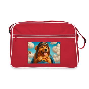 Chien pilote en cockpit rétro - Sac Retro - rouge/blanc - Devant