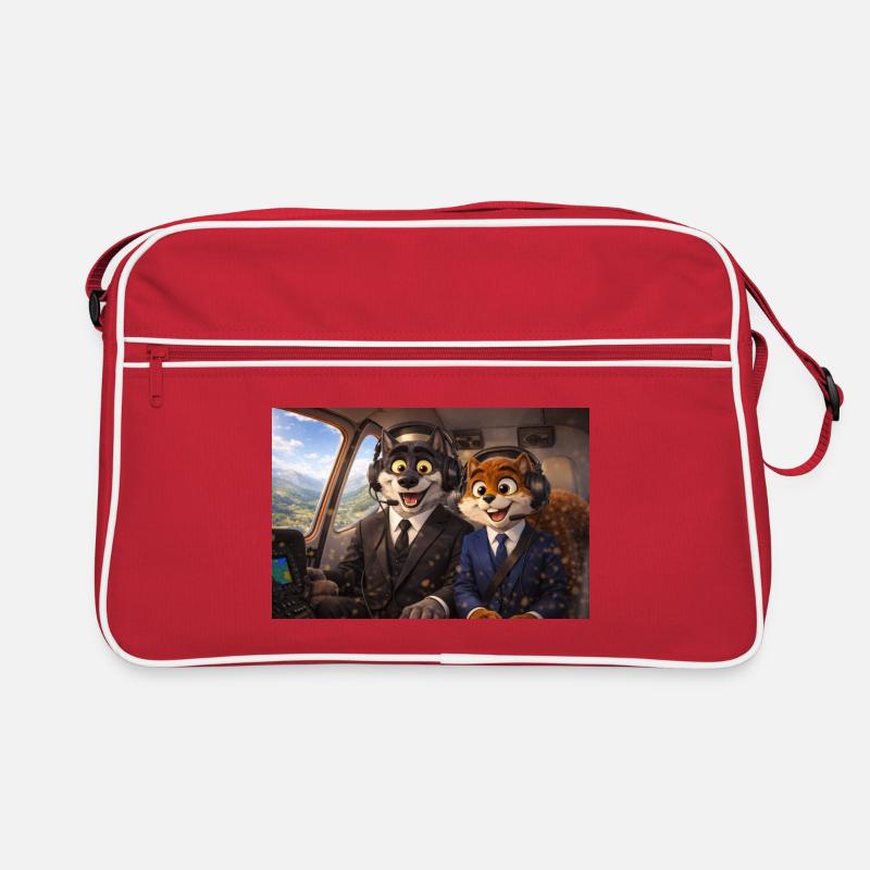 Flieger-Maskottchen im Cockpit Retro Tasche