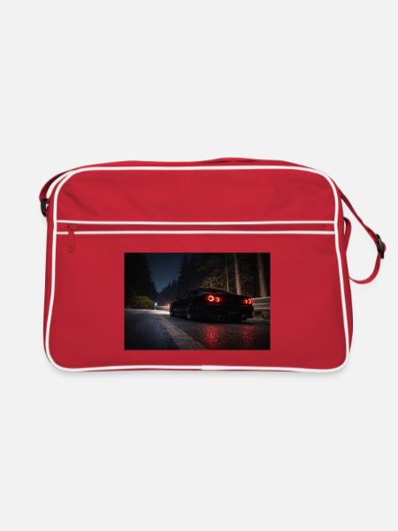 Night Sports Car on the Road - Retro Bag - red/white - Front