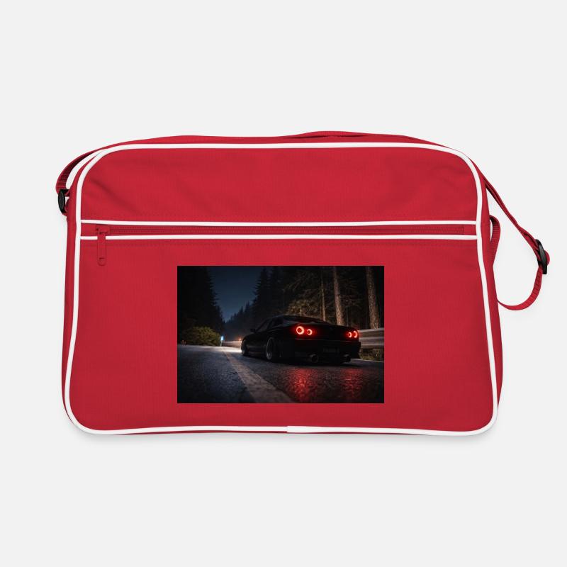 Nachtsportwagen auf der Straße Retro Tasche