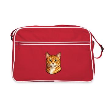 Illustration de tête de chat orange - Sac Retro - rouge/blanc - Devant