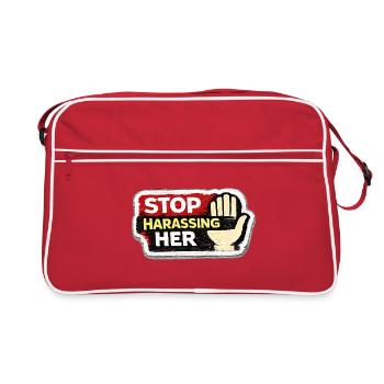 Stop Harassing Her Respect Women Sticker - Retro Bag - red/white - Front