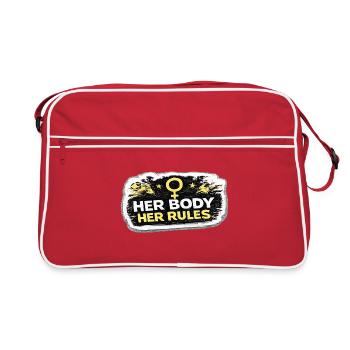 Her Body Her Rules Feminist Empowerment Sticker - Sac Retro - rouge/blanc - Devant