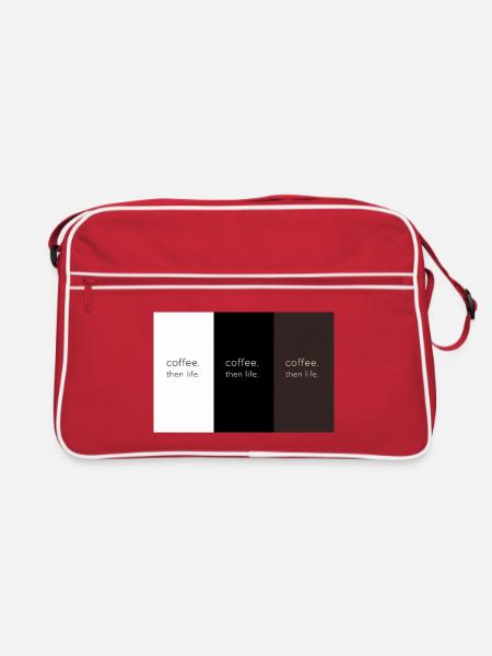 coffee. then life. – Minimalist contrast - Retro Bag - red/white - Front