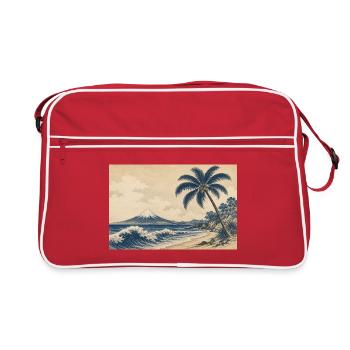 Plage de palmiers sur bois de la côte Fuji - Sac Retro - rouge/blanc - Devant