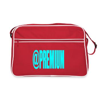 Neon-@PREMIUM Text-Logo - Retro Tasche - Rot/Weiß - Vorne