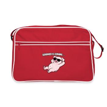 Summer Pig Relax with sunglasses - Retro Bag - red/white - Front