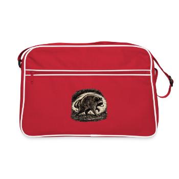 Raton laveur vintage – Design rétro de la faune sauvage | Raccoon - Sac Retro - rouge/blanc - Devant