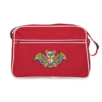 Rainbow Bear with Wings - Retro Bag - red/white - Front