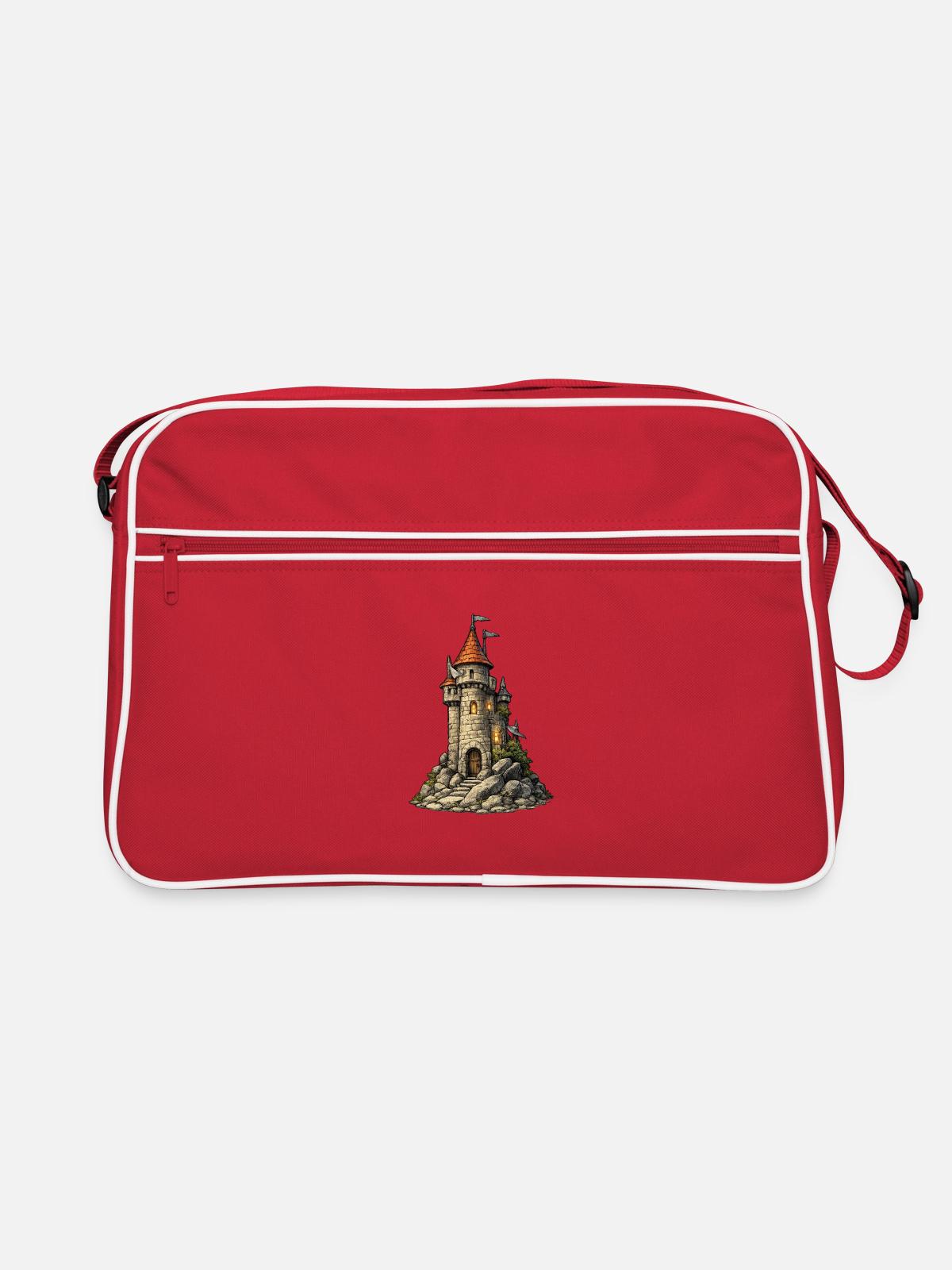 Castle tower on the rock - Retro Bag - red/white - Front