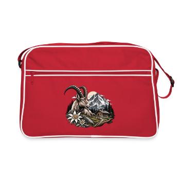 Pont sommital dans la forêt alpine - Sac Retro - rouge/blanc - Devant