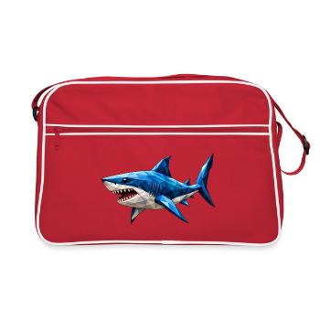 Requin low poly - Sac Retro - rouge/blanc - Devant