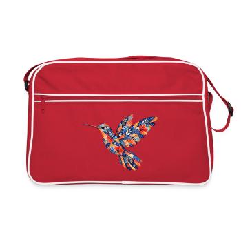 Hummingbird with flower pattern - Retro Bag - red/white - Front