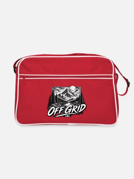 Off-grid-Berge und Wälder - Retro Tasche - Rot/Weiß