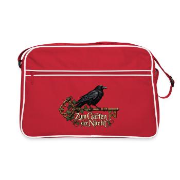 Rabe auf Schlüssel zum Garten der Nacht - Retro Tasche - Rot/Weiß - Vorne