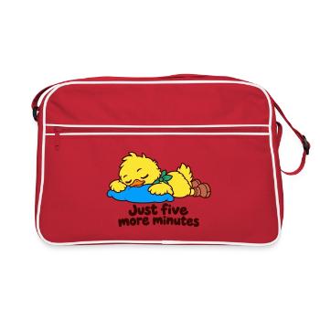 Sleepy Duck – Nur noch fünf Minuten - Retro Tasche - Rot/Weiß - Vorne
