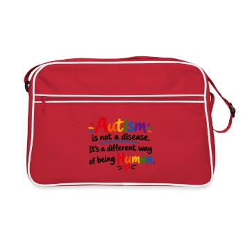 Autismus Akzeptanz Regenbogen Design - Retro Tasche - Rot/Weiß - Vorne