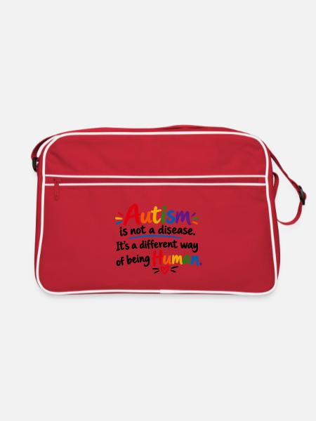 Autismus Akzeptanz Regenbogen Design - Retro Tasche - Rot/Weiß