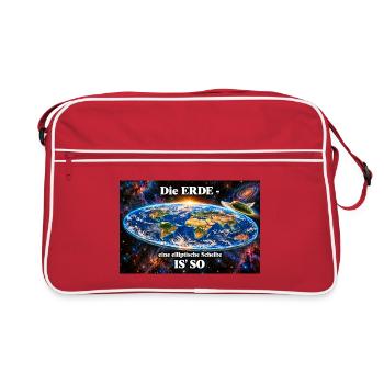 Die Erde -  elliptische Scheibe - Retro Tasche - Rot/Weiß - Vorne
