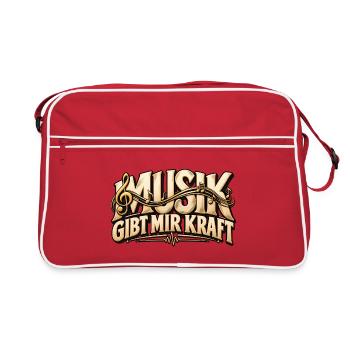 Musik Kraft  Geschenk für Musiker & Musikliebhaber - Retro Tasche - Rot/Weiß - Vorne